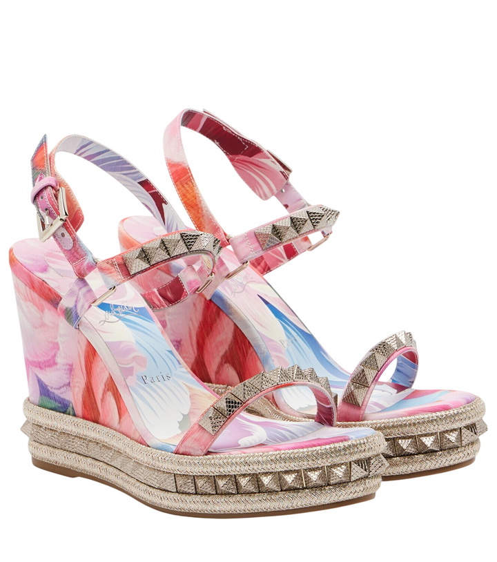 Photo: Christian Louboutin Pyra Clou studded floral chiné espadrille wedges