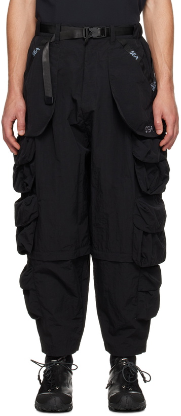 Photo: Archival Reinvent Black WIND AND SEA Edition Multi Bag Cargo Pants