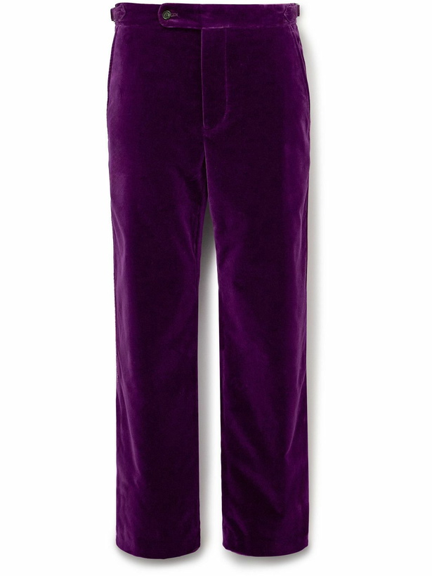 Photo: BODE - Showcase Straight-Leg Soutache-Trimmed Cotton-Velvet Suit Trousers - Purple