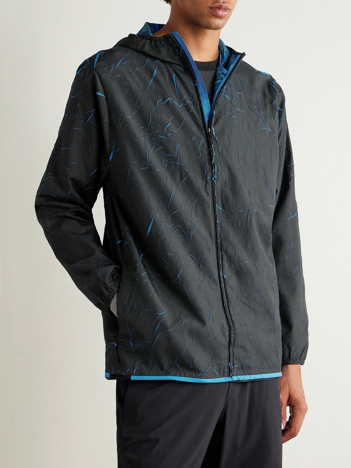 ON - Pace Printed Recycled-Shell Hooded Jacket - Black
