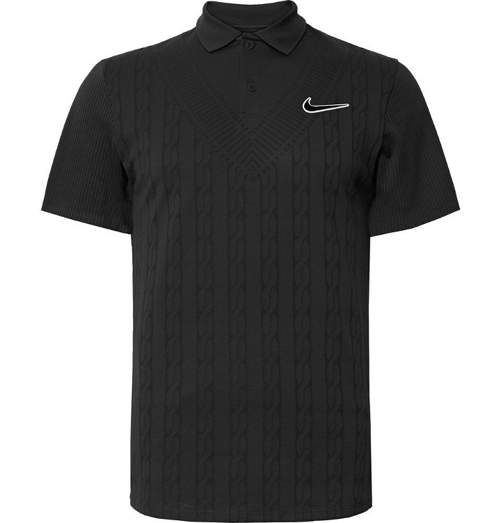 Photo: Nike Tennis - NikeCourt Advantage Dri-FIT Jacquard Tennis Polo Shirt - Black