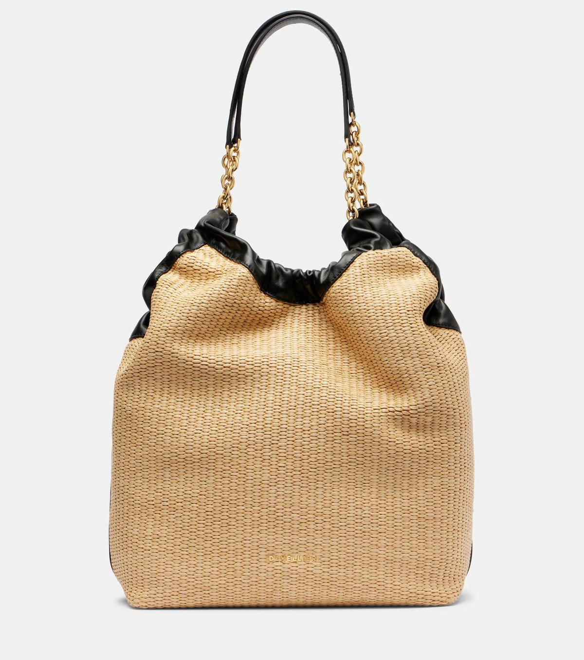 DeMellier Miami leather and raffia shoulder bag DeMellier