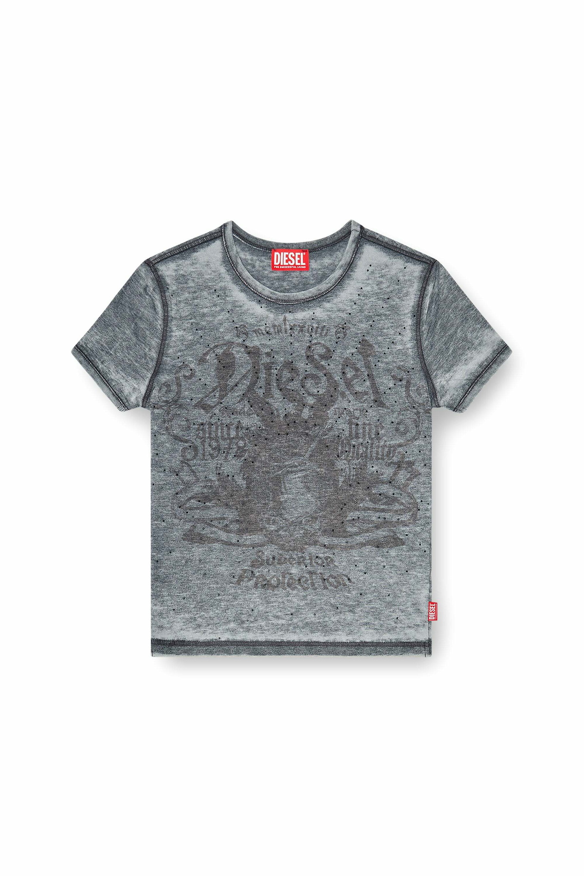 Diesel Slim jersey T-shirt with print and studs - T-Shirts Womens in Multicolor