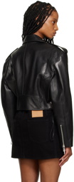 Magda Butrym Black Cropped Leather Biker Jacket