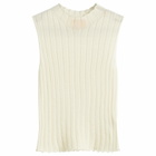 GUEST IN RESIDENCE Women's Rib Mockneck Shell in Cream
