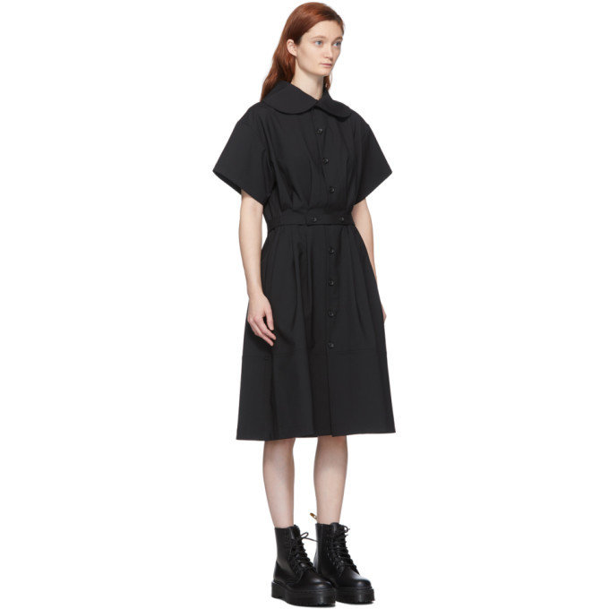 Tricot Comme des Garcons Black Belted Oversize Collar Dress Tricot