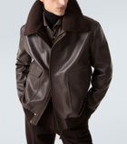 Gabriela Hearst Shearling-trimmed leather bomber jacket