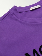 Moncler - Logo-Flocked Cotton-Jersey T-Shirt - Purple