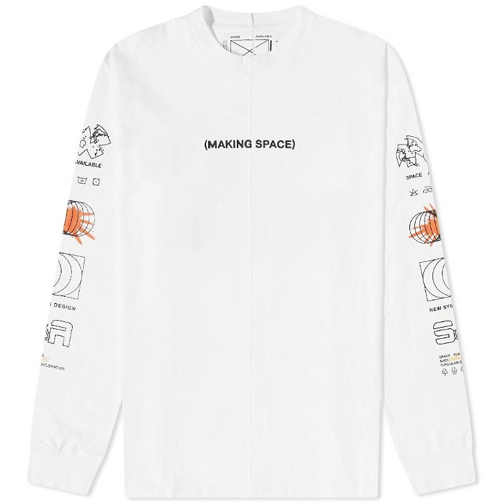 Photo: Space Available Men's Long Sleeve Upcycled Making Space T-Shirt in White