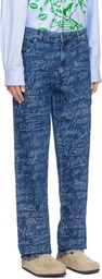 Sky High Farm Workwear Navy KS Graffiti Straight Leg Jeans