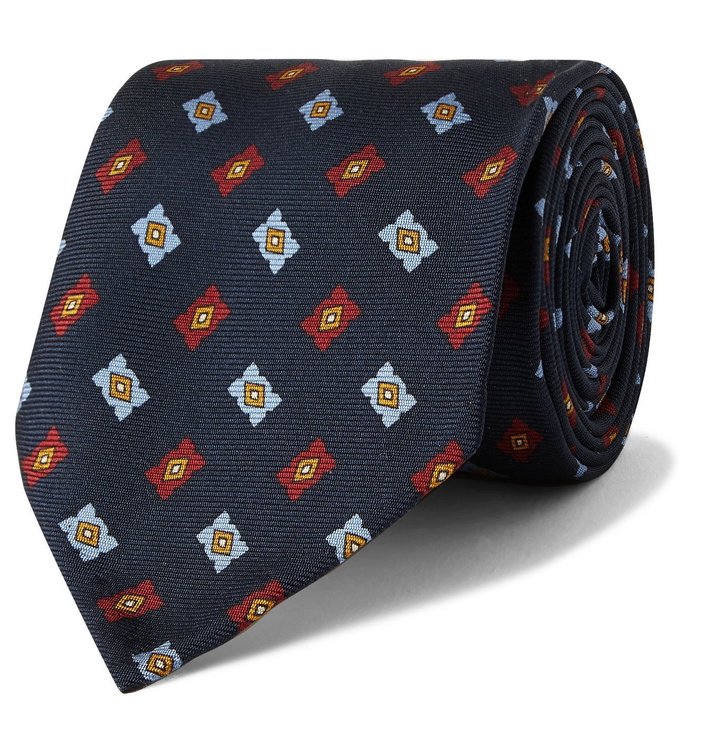 Photo: Rubinacci - 8cm Printed Silk-Twill Tie - Blue