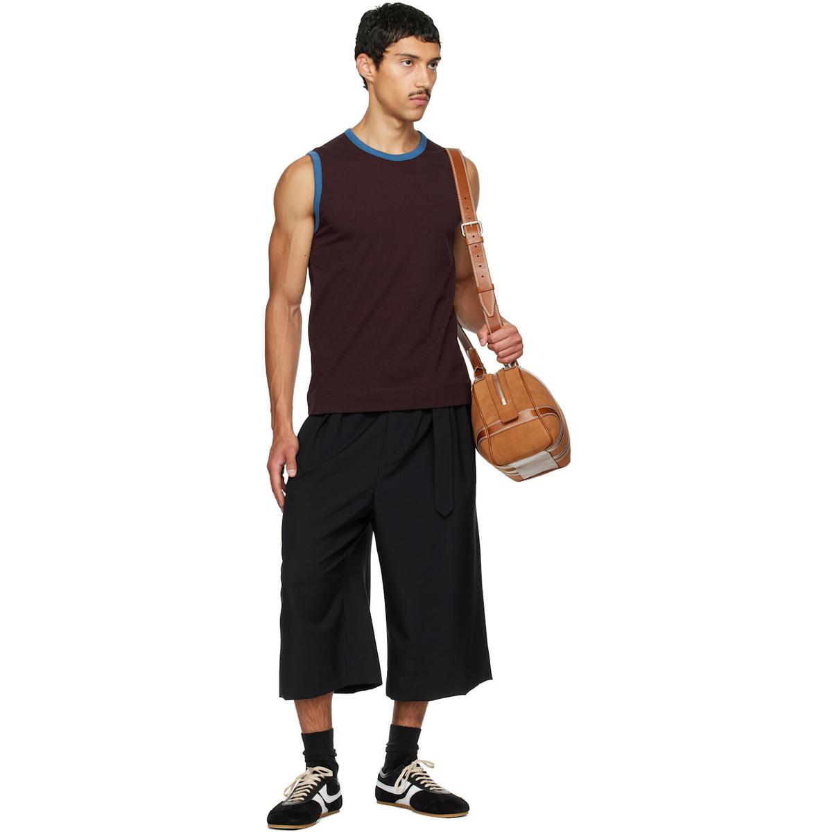 Dries Van Noten Brugundy Cotton Tank Top