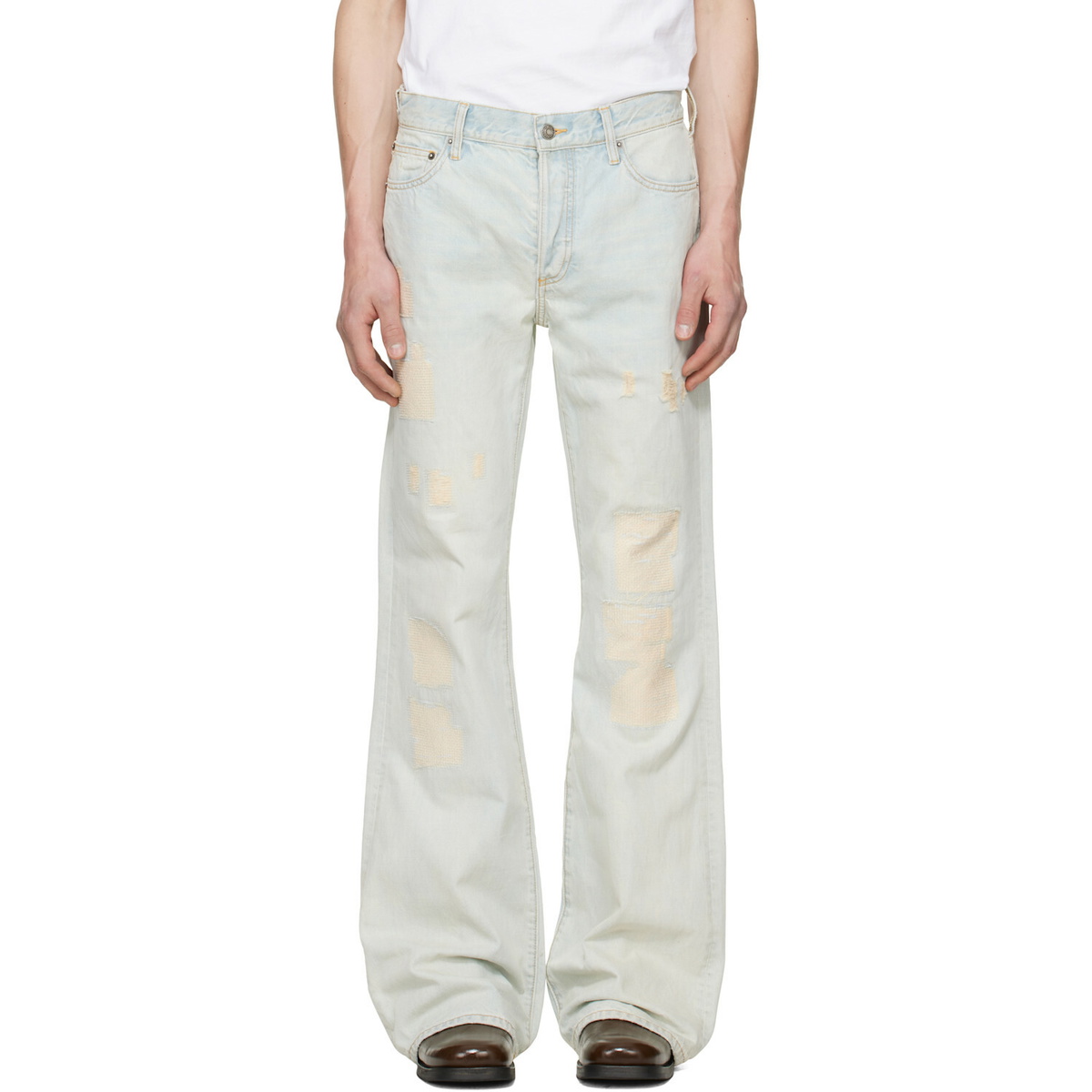 COÛT DE LA LIBERTÉ Blue Jimmy Crispy Rigid Denim Flare Jeans