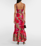 Camilla Leopard-print floral silk midi dress