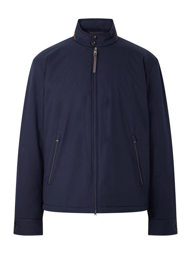 Photo: Polo Ralph Lauren - Leather and Suede Trim Gabardine Jacket - Blue
