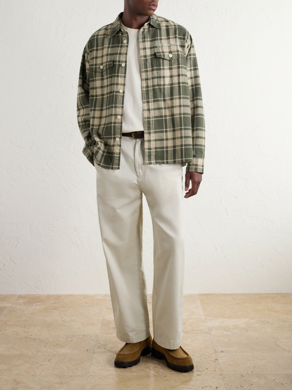 Human Made - Logo-Embroidered Checked Cotton-Flannel Shirt - Green