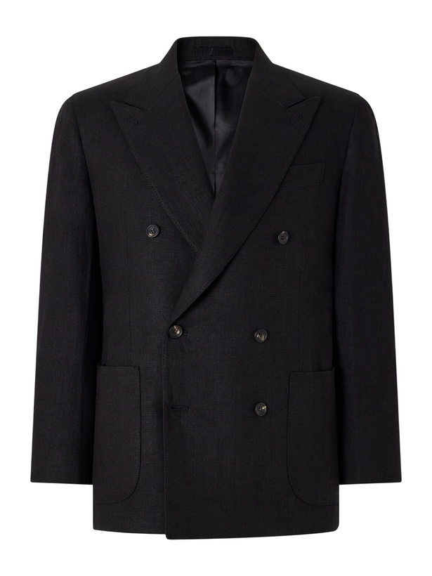 Photo: J. Mueser - Waverly Double-Breasted Linen Blazer - Black