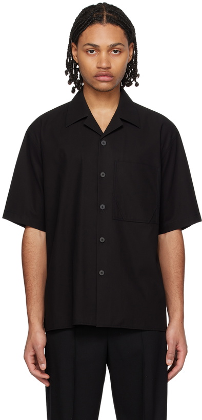 Photo: Solid Homme Black Open Collar Shirt