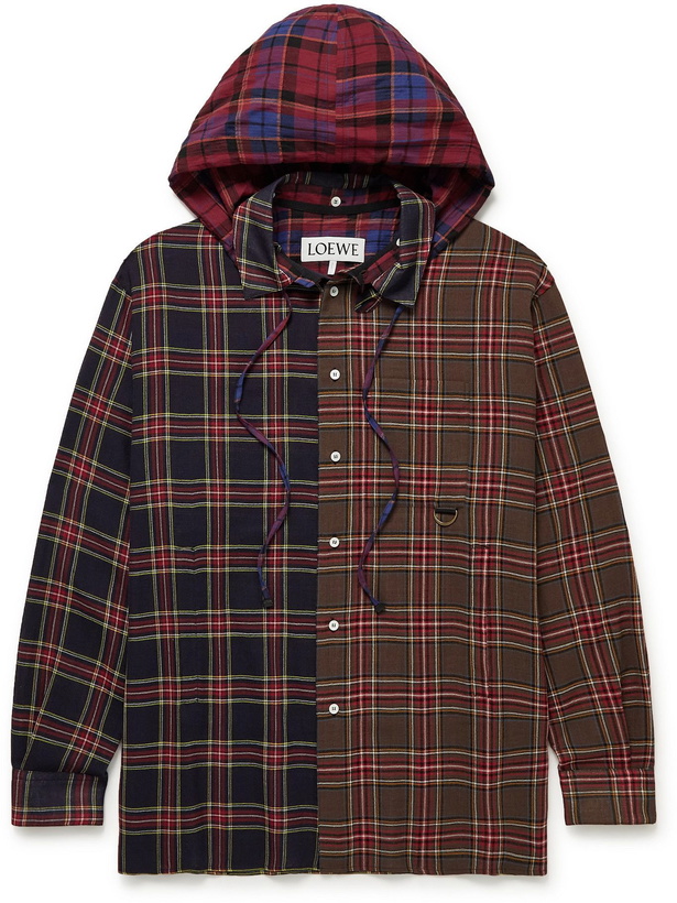 Photo: Loewe - Patchwork Checked Wool-Blend Flannel Overshirt - Brown