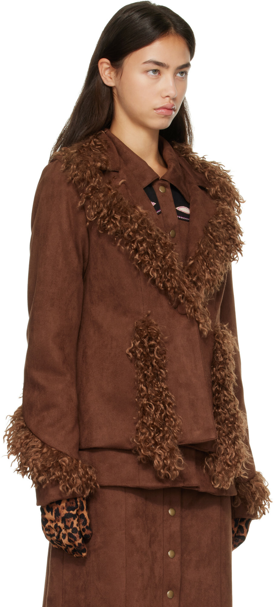 Anna Sui Brown Faux-Suede Jacket