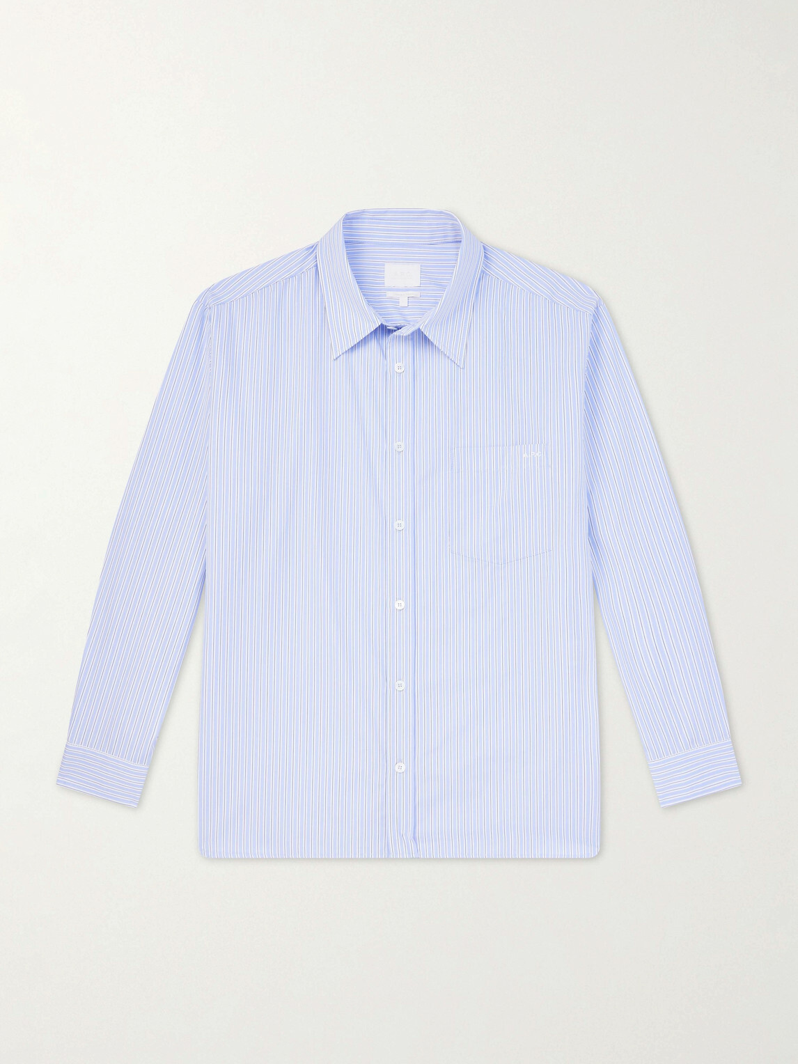 A.P.C. - Malaury Logo-Embroidered Striped Cotton-Poplin Shirt - Blue