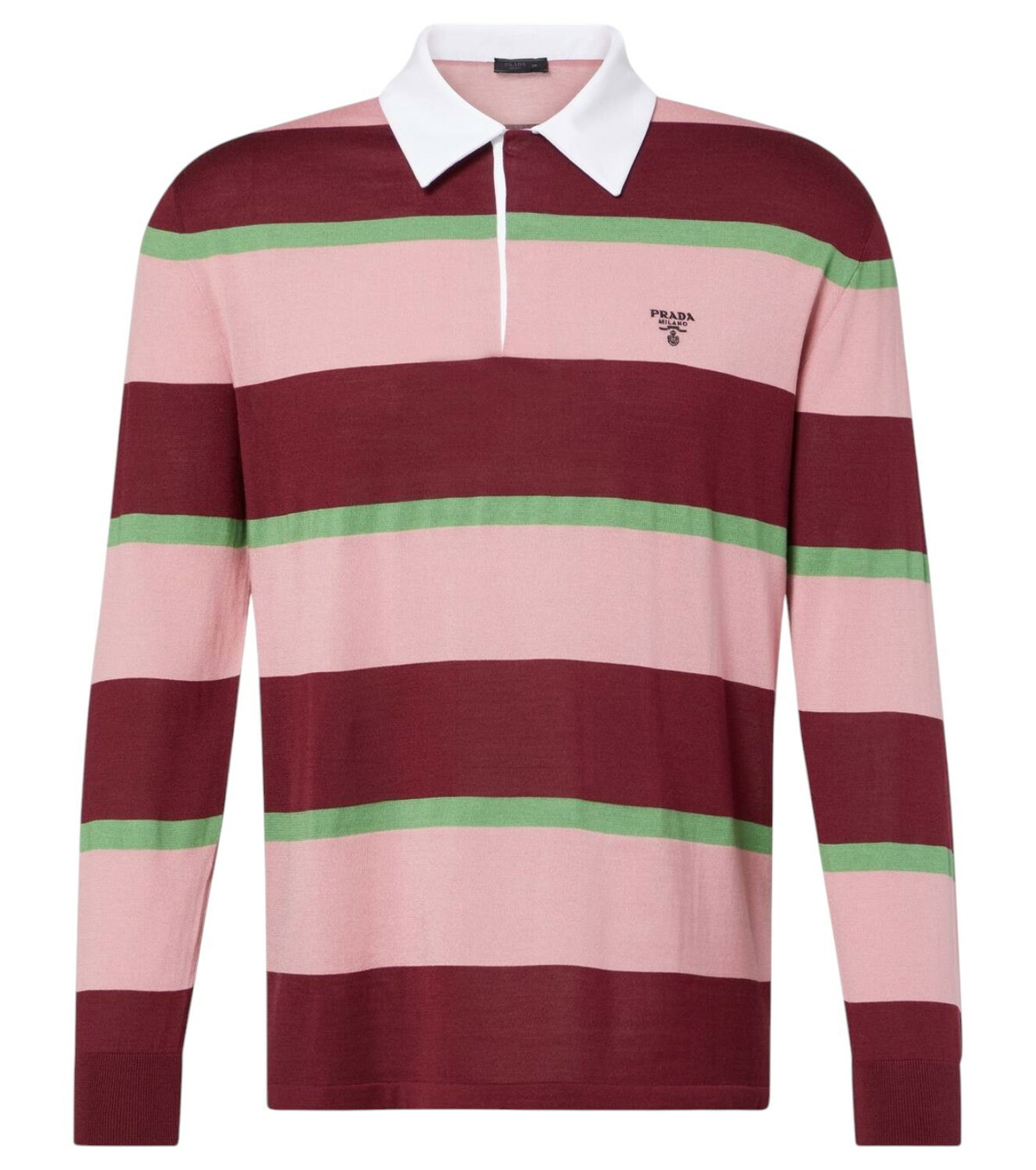 Prada tricolor polo shirt プラダ ポロシャツ Striped silk and cotton polo shirt in multicoloured - Prada