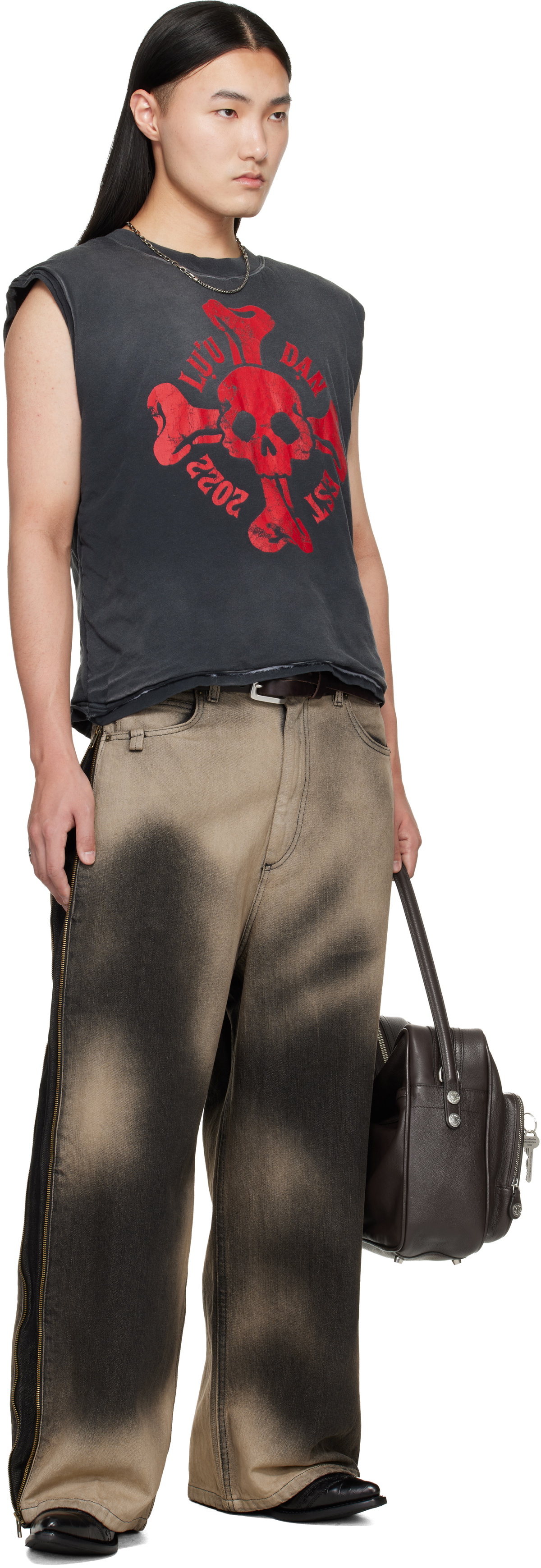 LU'U DAN Gray Side Zip Jeans