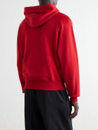 AMI PARIS - Logo-Embroidered Organic Cotton-Fleece Hoodie - Red
