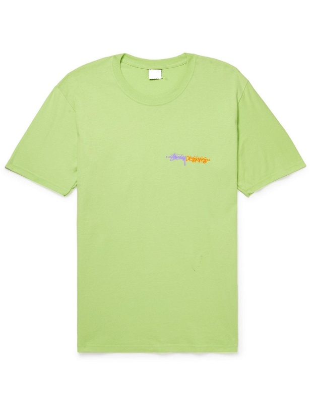 Photo: Stussy - Positive Vibrations Printed Cotton-Jersey T-Shirt - Green