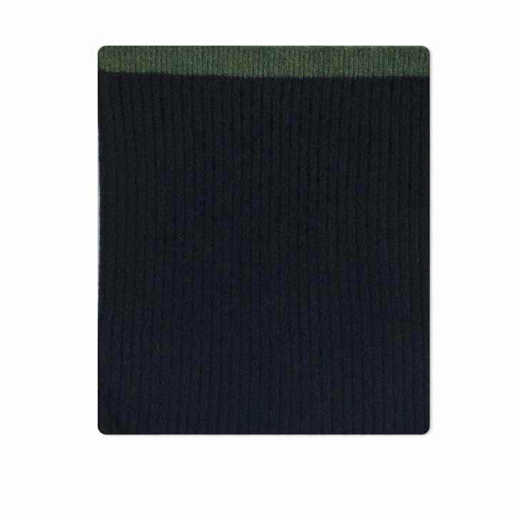 Photo: MHL by Margaret Howell Men's Tipped Neck Warmer in Black/Rosemerry
