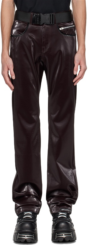 Photo: 99%IS- Burgundy 'ATT1%TUDE' Always Glossy Faux-Leather Trousers