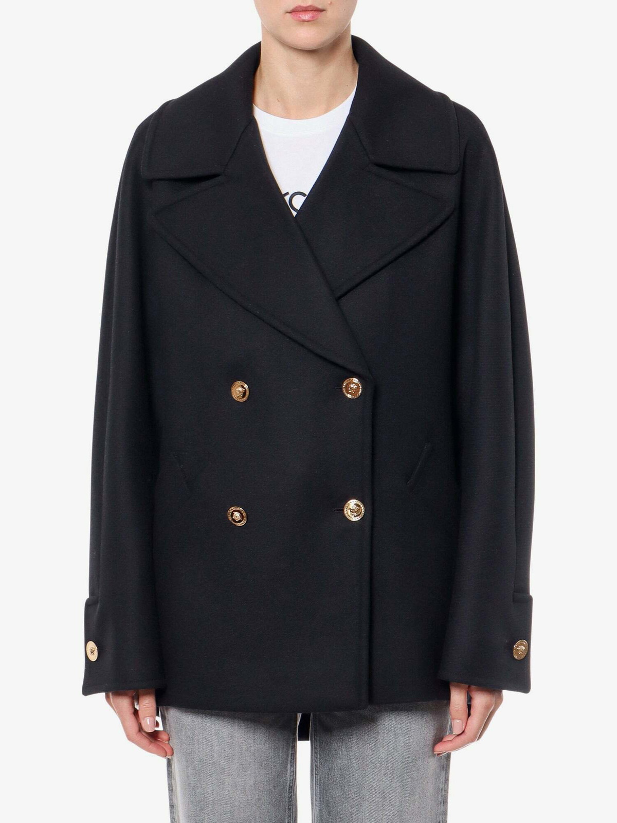 Versace Coat Black Womens Versace