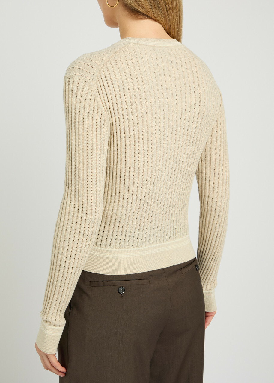 Tods Striped Trims Cotton-knit Cardigan Beige