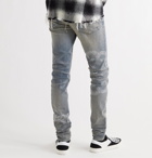 AMIRI - Skinny-Fit Distressed Bandana-Print Stretch-Denim Jeans - Blue