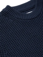 Albam - Colour-Block Waffle-Knit Cotton Sweater - Blue