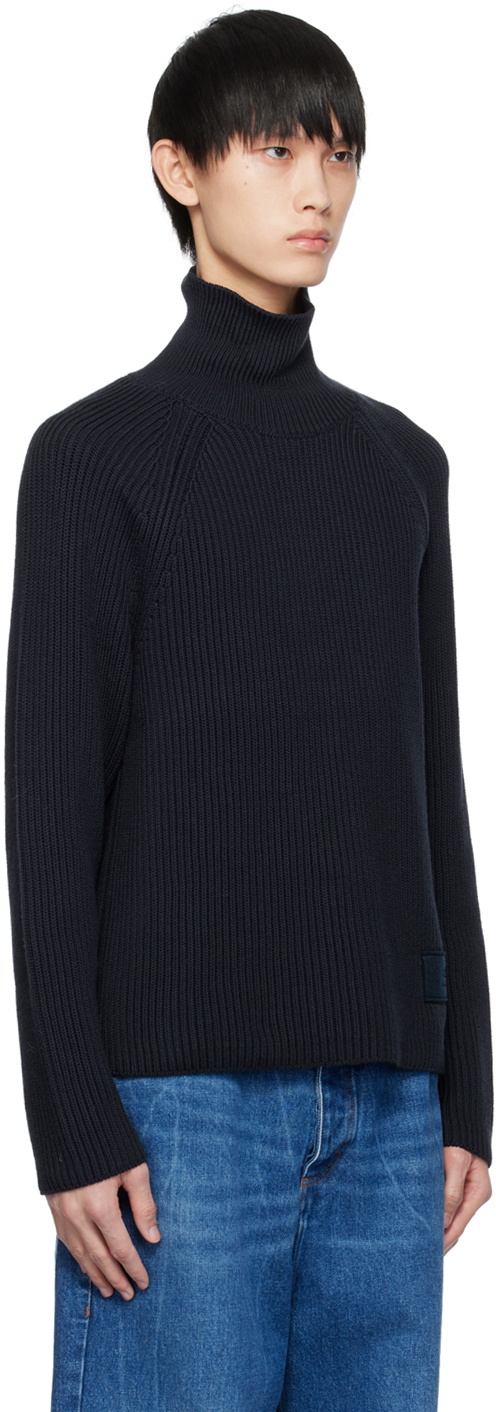 AMI Alexandre Mattiussi Navy Rib Turtleneck