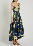 Alice + Olivia Rosalee Floral Print Cotton-blend Midi Dress Multicoloured