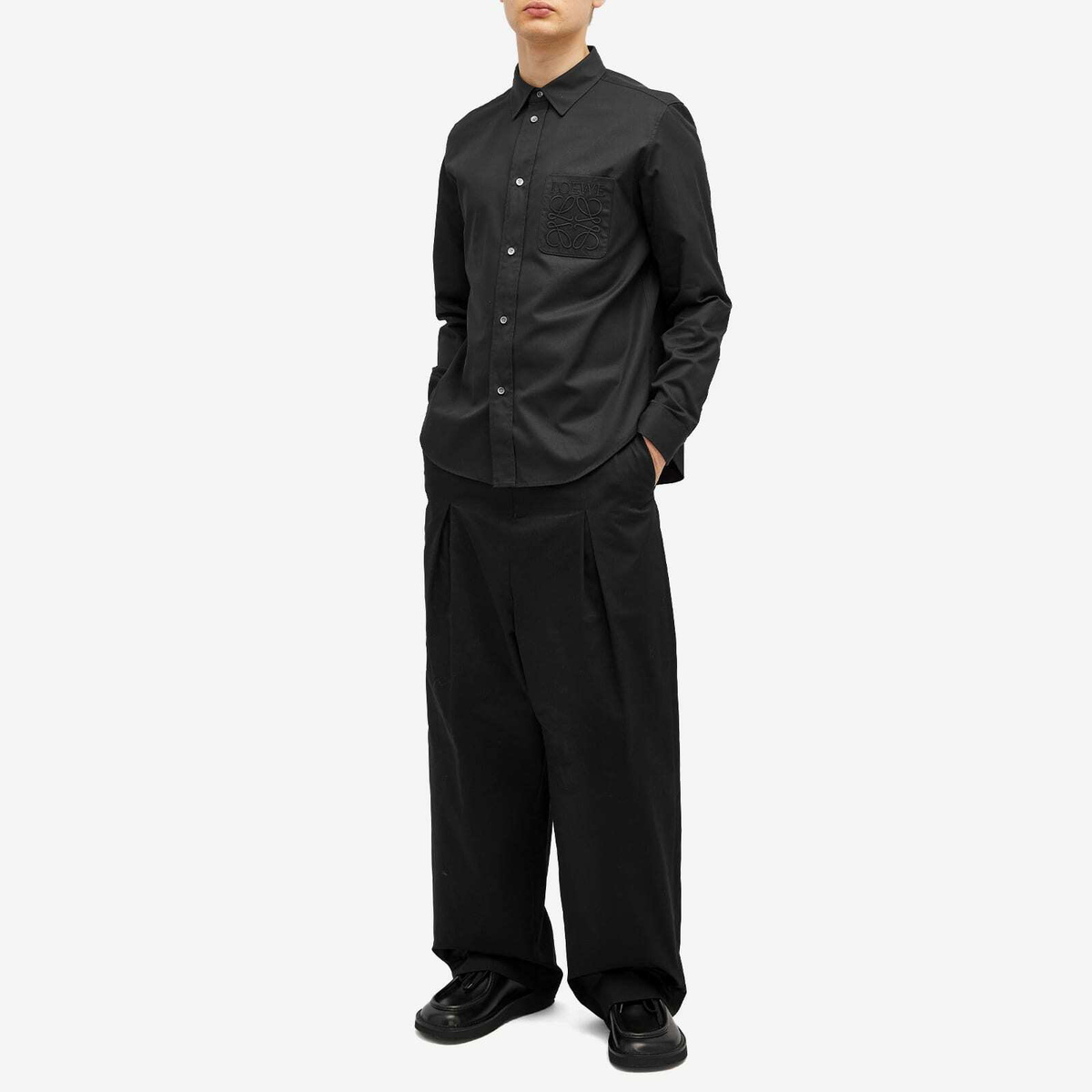 Loewe Men's Anagram Pocket Shirt in Black Loewe Loewe Men's Anagram Pocket Shirt in Black Loewe