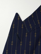 GUCCI - Double-Breasted Striped Wool-Twill Blazer - Blue