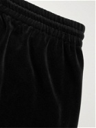 WACKO MARIA - Tapered Logo-Embroidered Cotton-Blend Velour Sweatpants - Black