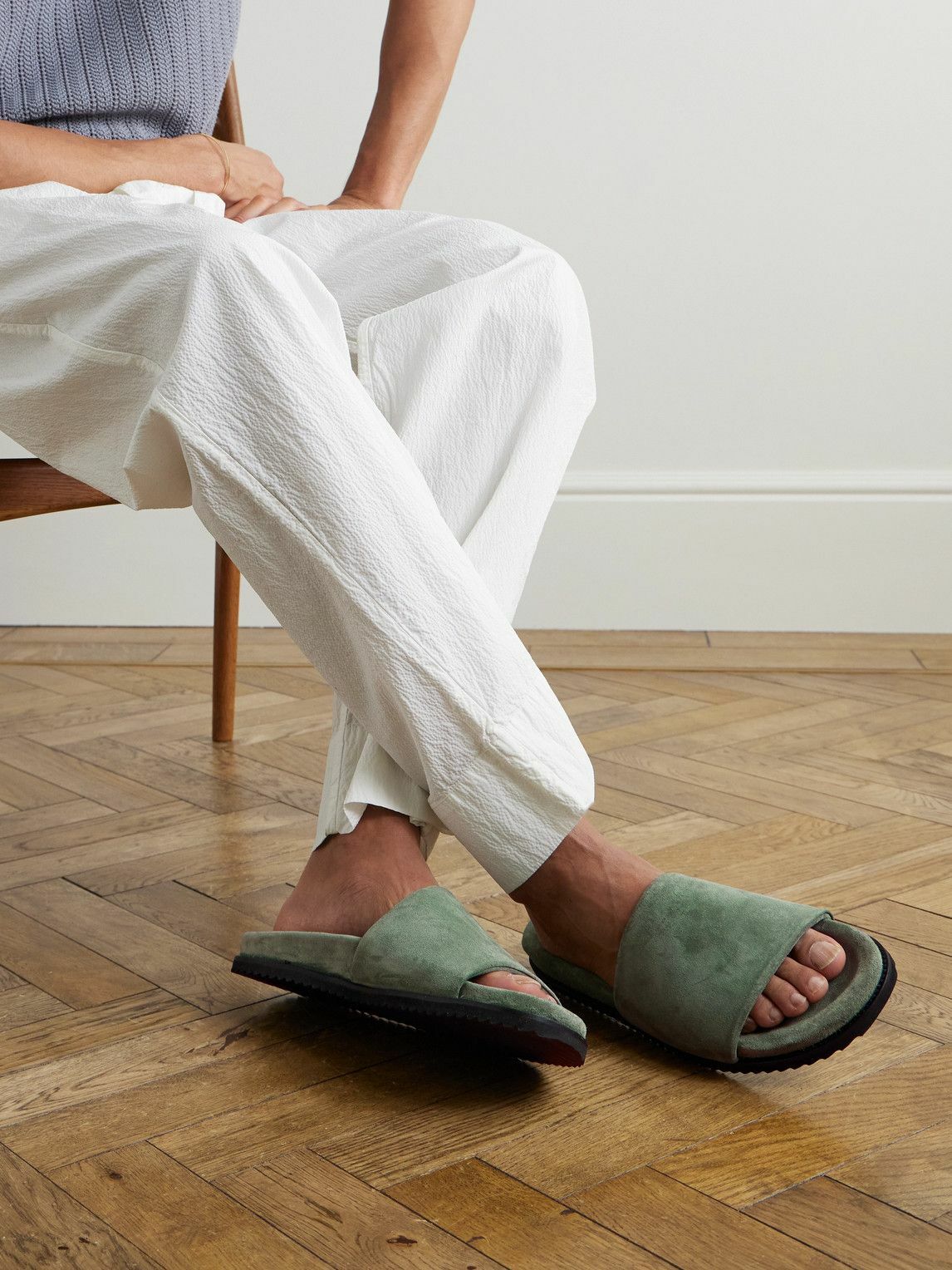 Mr P. - David Regenerated Suede by evolo® Sandals - Green