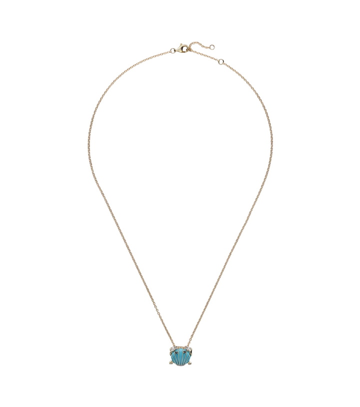 Photo: Yvonne Léon Crabe Coquillage 9kt gold pendant necklace with turquoise and diamonds
