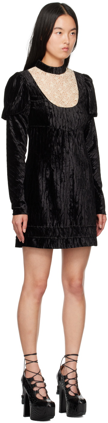 Anna Sui Black Cream Lace Minidress