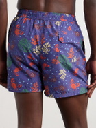 Drake's - Straight-Leg Mid-Length Printed Swim Shorts - Blue