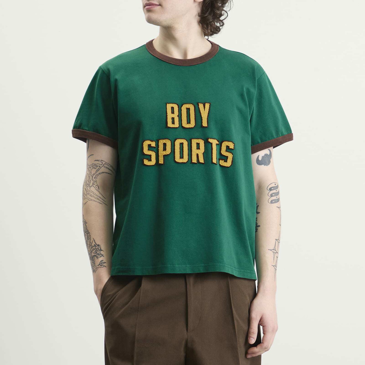 Le Père Men's Boy Sports Ringer T-Shirt in Lorien Green