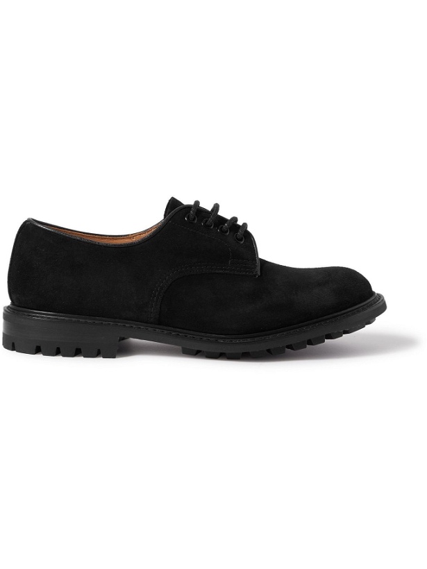 Photo: Tricker's - Daniel Leather-Trimmed Suede Derby Shoes - Black