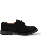 Tricker's - Daniel Leather-Trimmed Suede Derby Shoes - Black