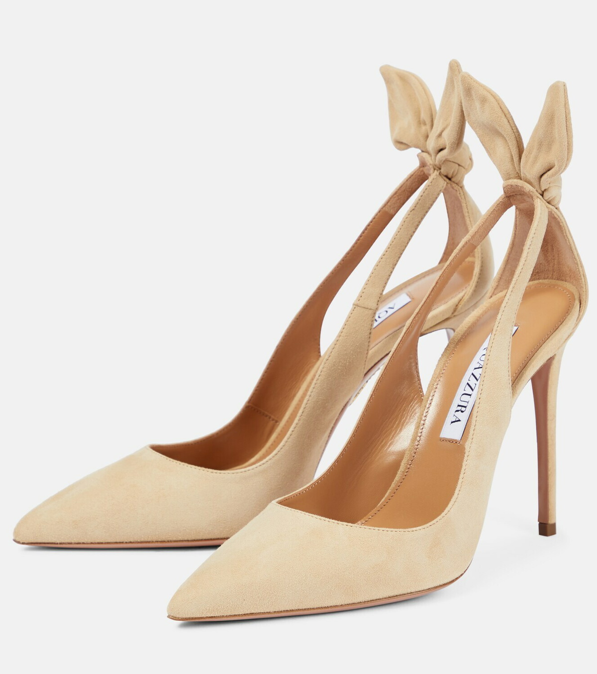 国内発| AQUAZZURA Bow Tie 105 スエードパンプス Bow Tie Pump 105 米色Aquazzura@ Official