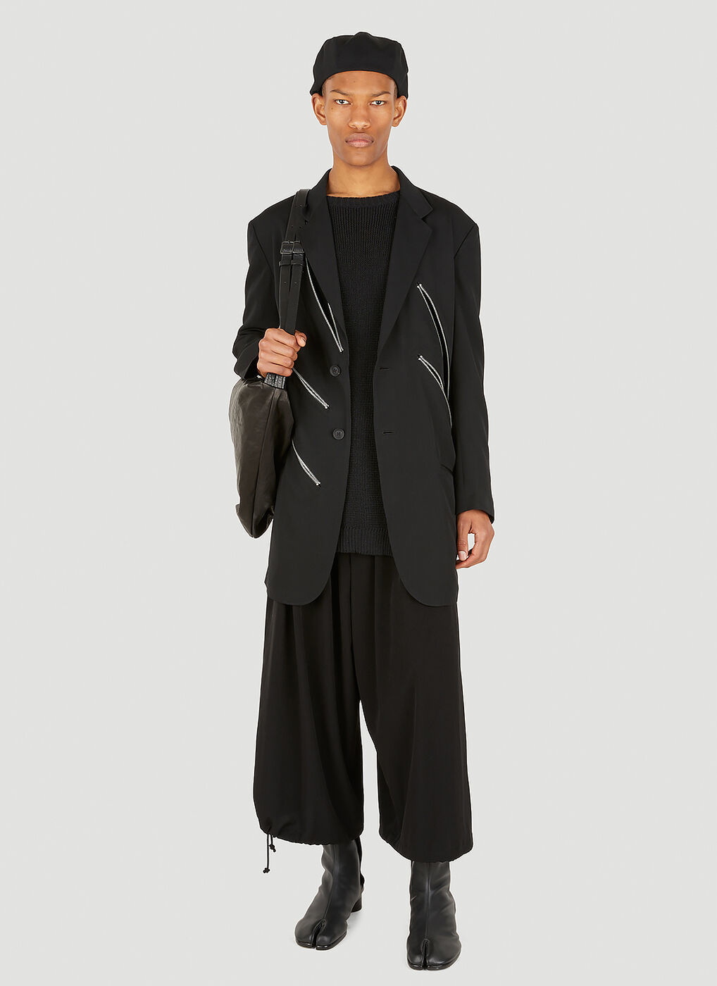 Distressed Long Sleeve Sweater in Black Yohji Yamamoto