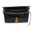 Balenciaga Black Croc Medium Lock Bag